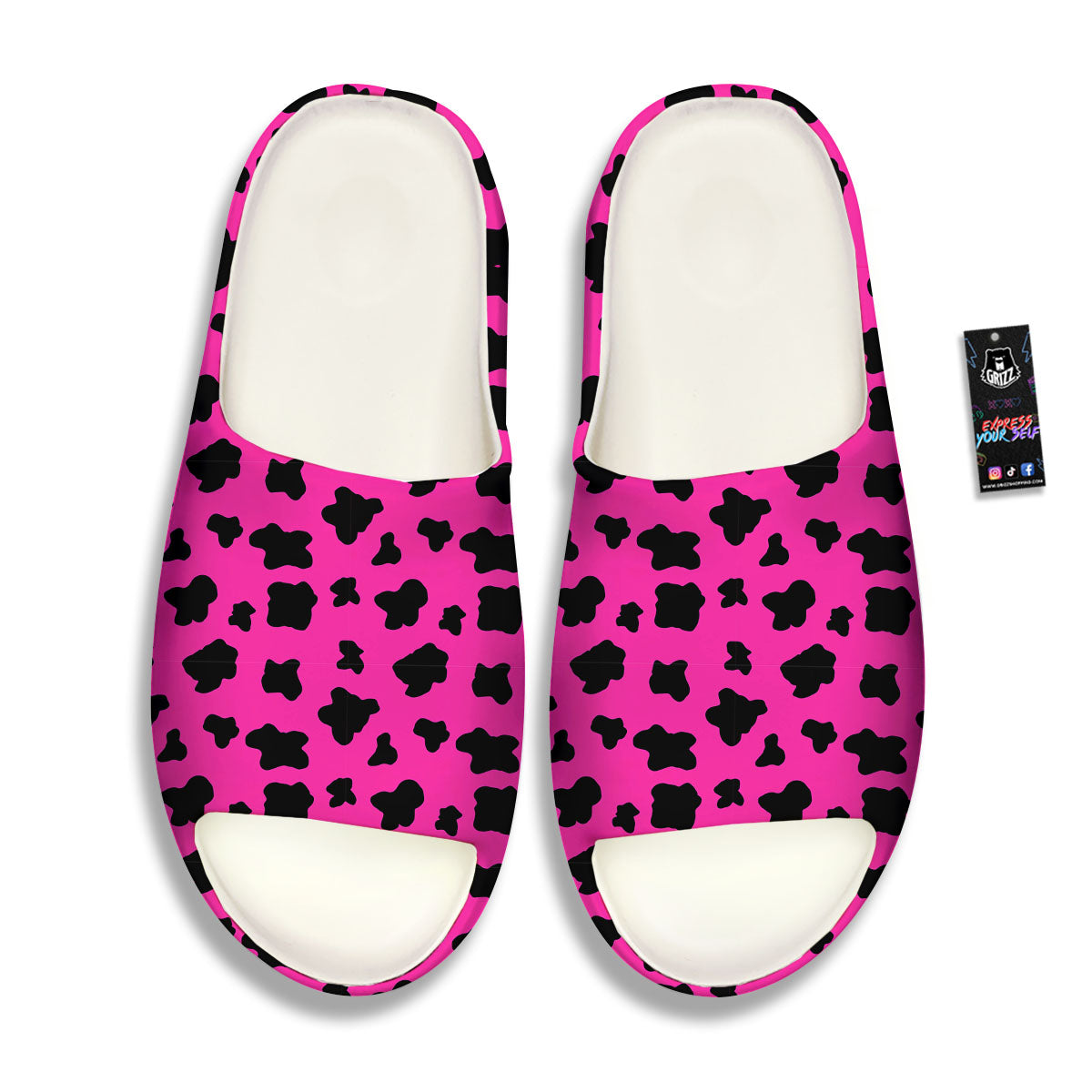 Hot Pink And Black Cow Print Sandals-grizzshop