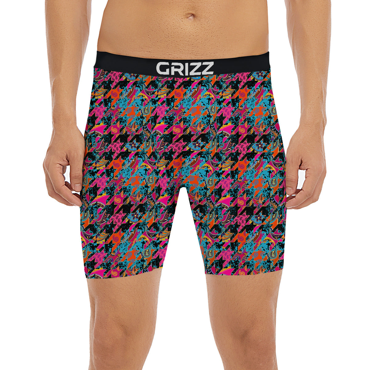 Houndstooth Abstract And Paisley Print Pattern Boxer Briefs-grizzshop