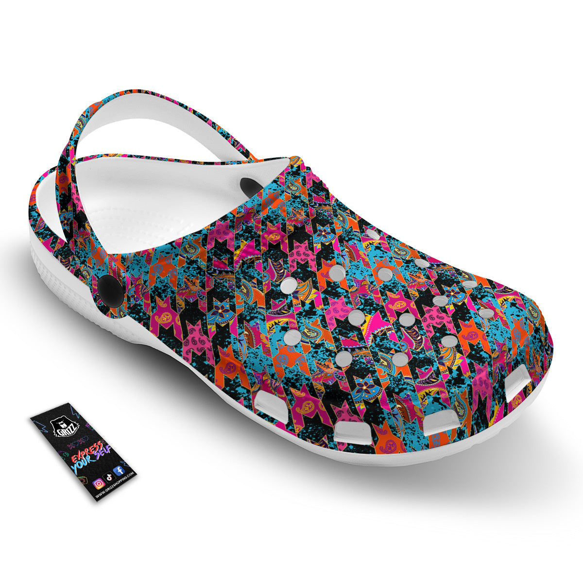 Houndstooth Abstract And Paisley Print Pattern Clog-grizzshop