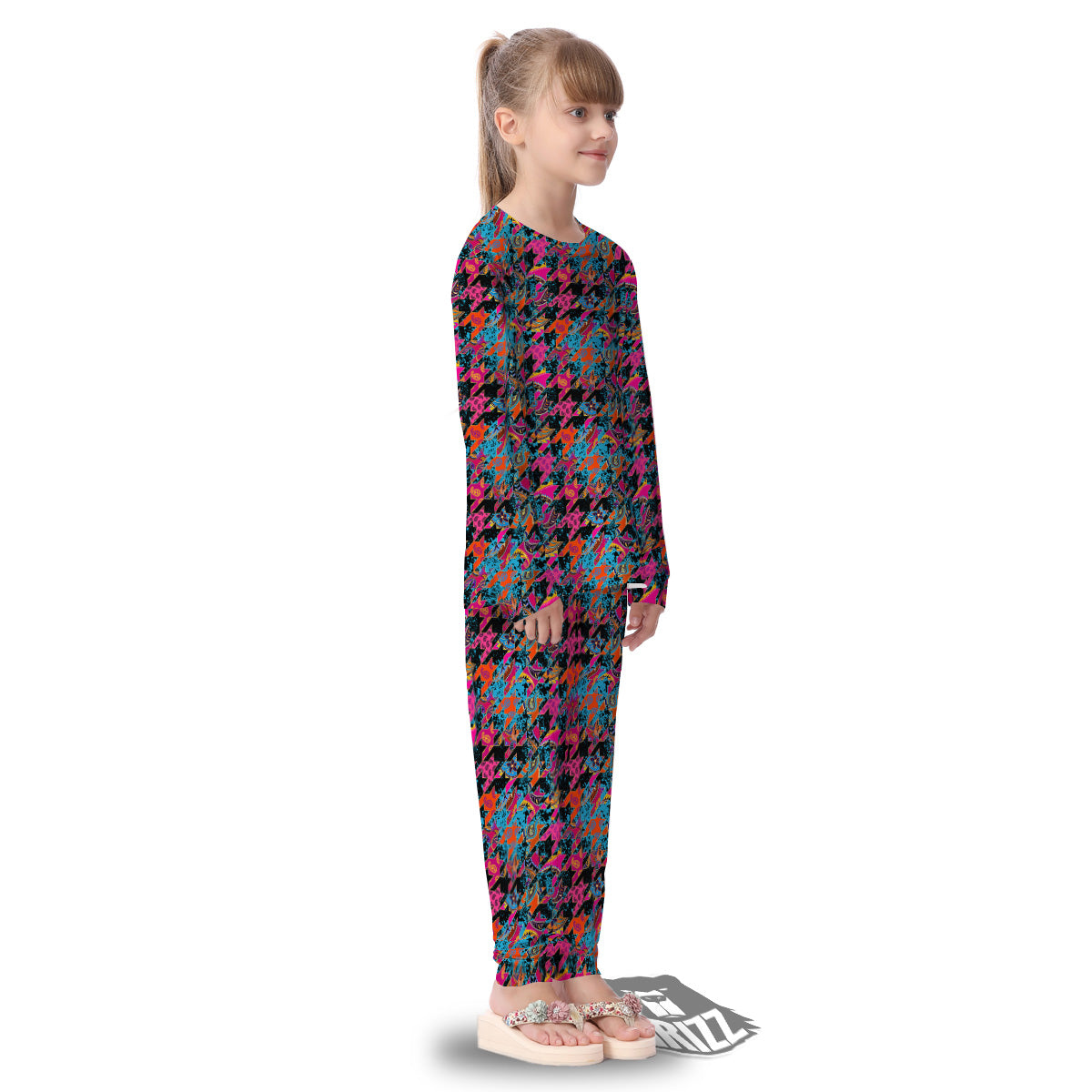 Houndstooth Abstract And Paisley Print Pattern Kid's Pajamas-grizzshop