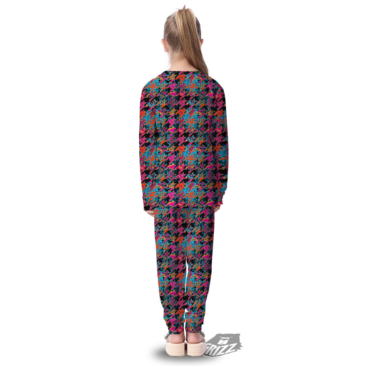 Houndstooth Abstract And Paisley Print Pattern Kid's Pajamas-grizzshop