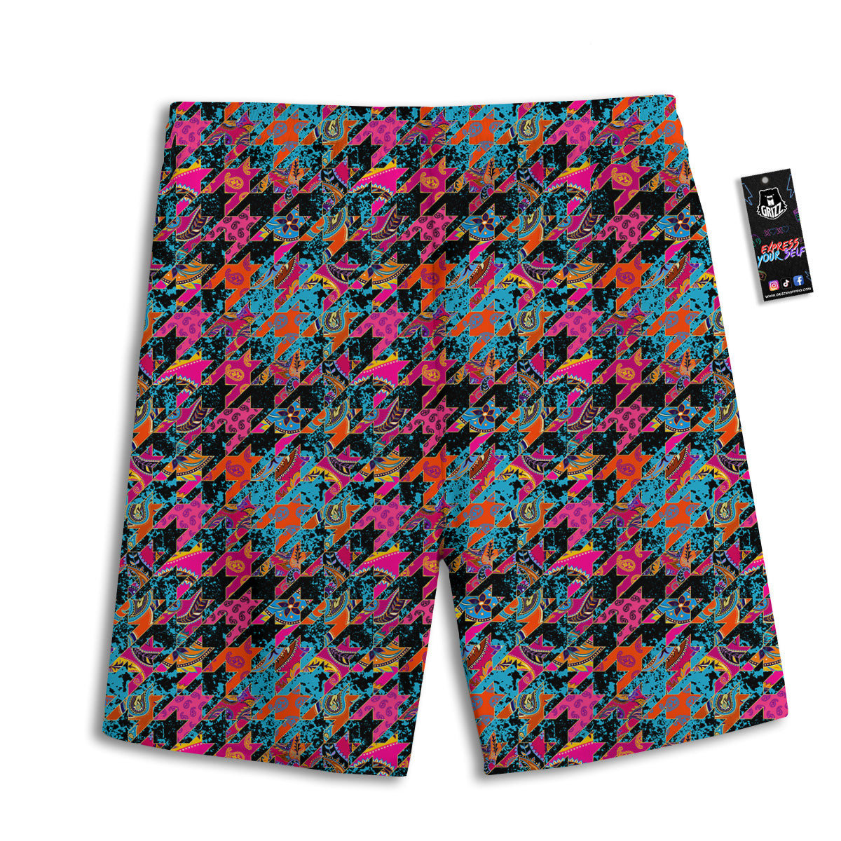 Houndstooth Abstract And Paisley Print Pattern Men's Athletic Shorts