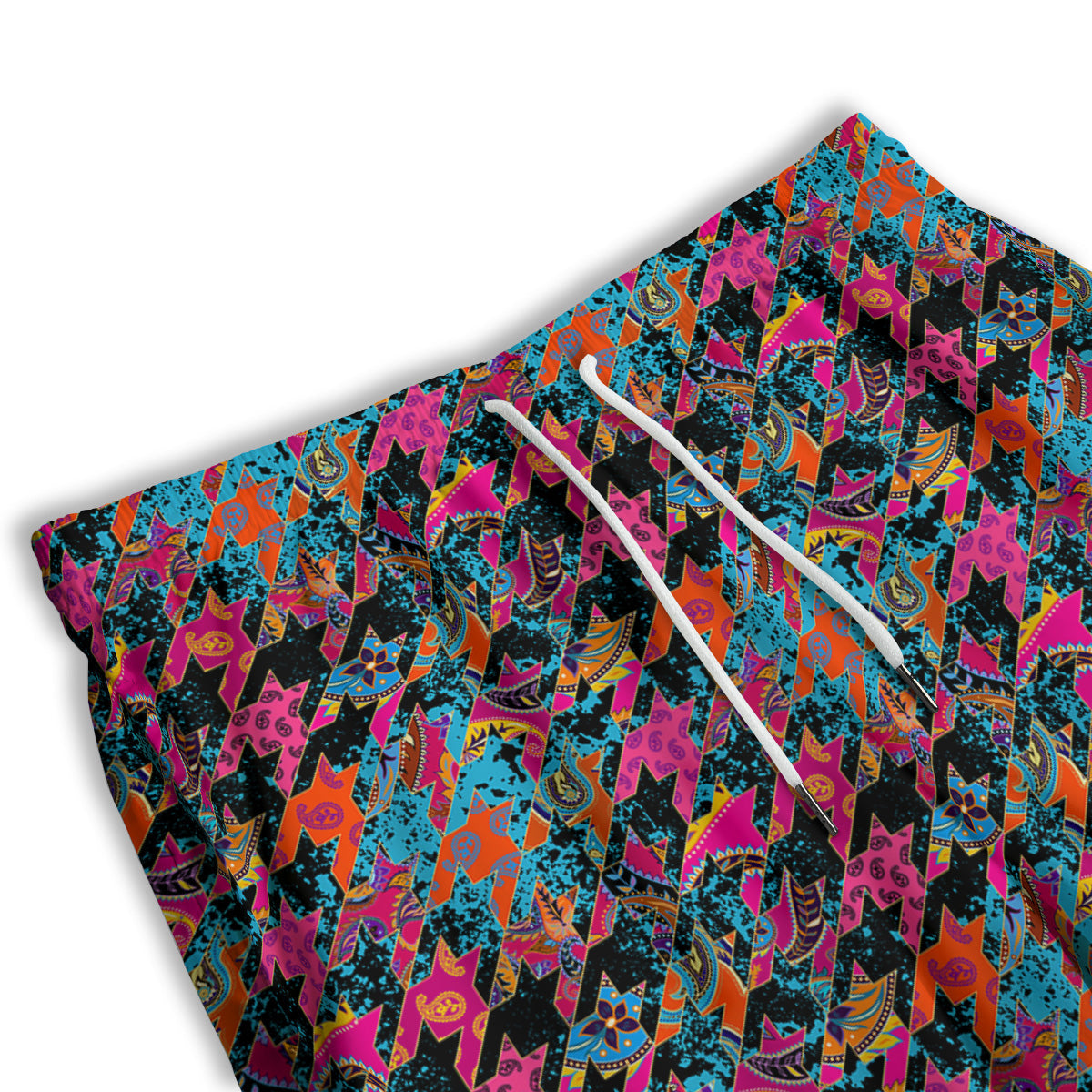 Houndstooth Abstract And Paisley Print Pattern Men's Athletic Shorts
