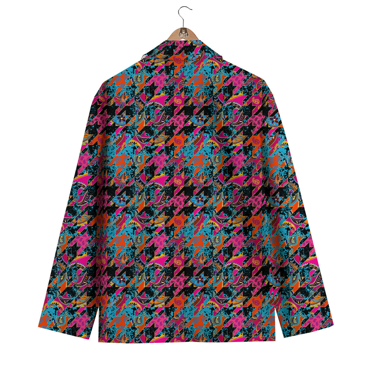 Houndstooth Abstract And Paisley Print Pattern Men's Blazer-grizzshop