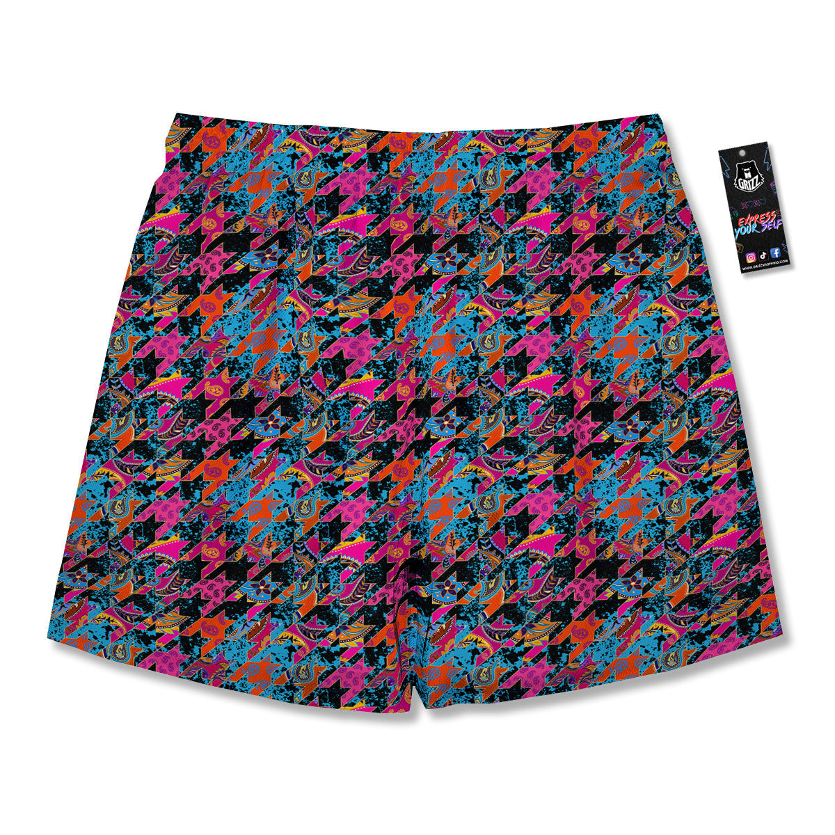Houndstooth Abstract And Paisley Print Pattern Men's Running Shorts-grizzshop