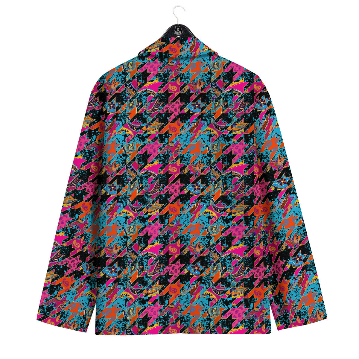 Houndstooth Abstract And Paisley Print Pattern Men's Sport Coat-grizzshop