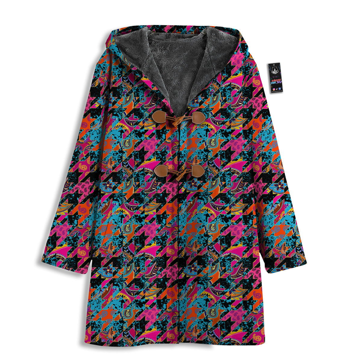 Houndstooth Abstract And Paisley Print Pattern Men's Windbreaker Jacket-grizzshop