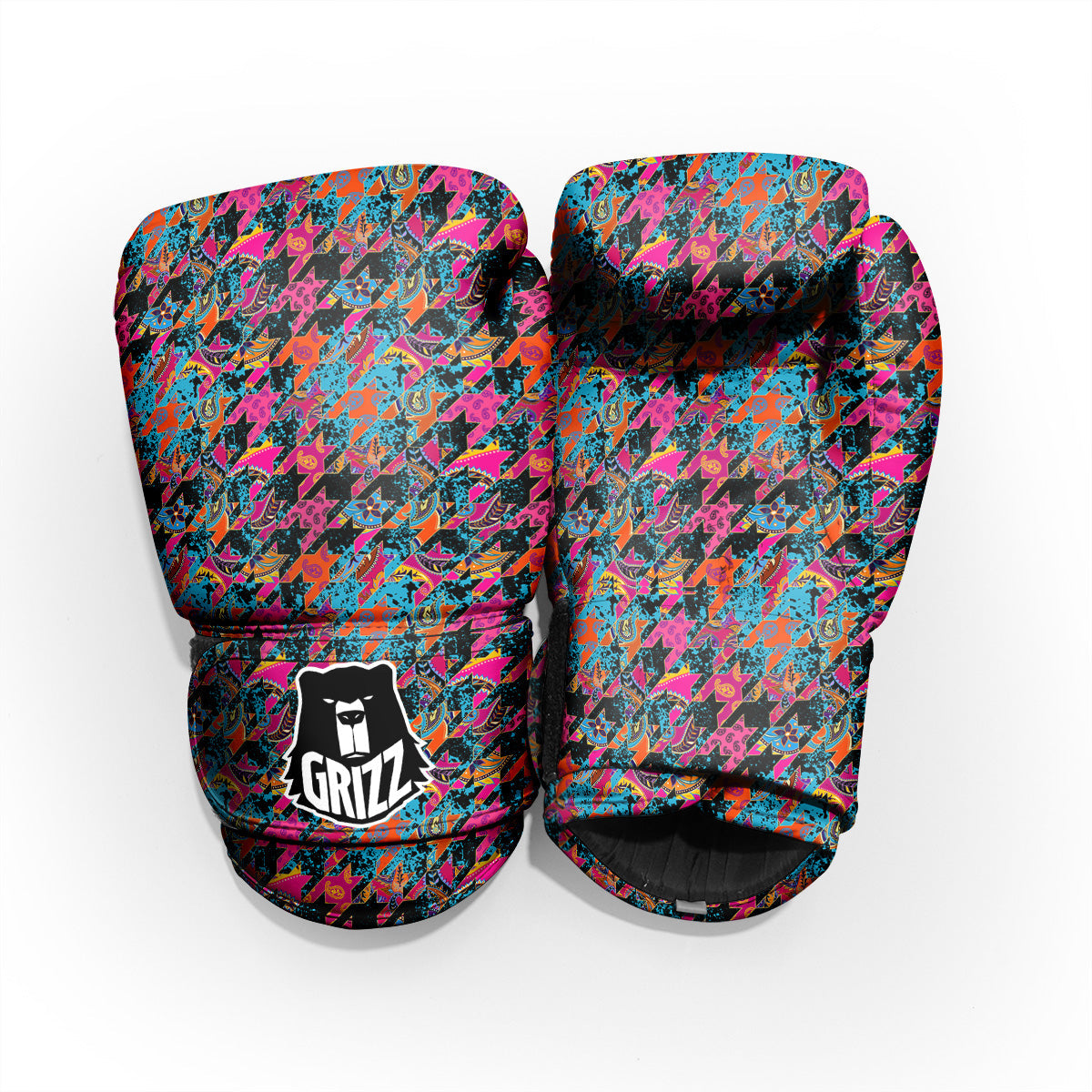 Houndstooth Abstract And Paisley Print Pattern Pro Boxing Glove