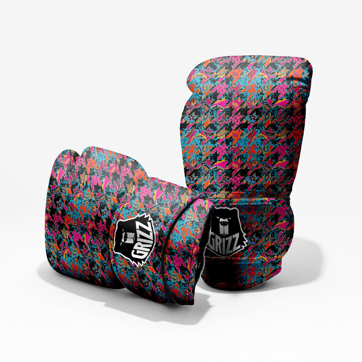 Houndstooth Abstract And Paisley Print Pattern Pro Boxing Glove