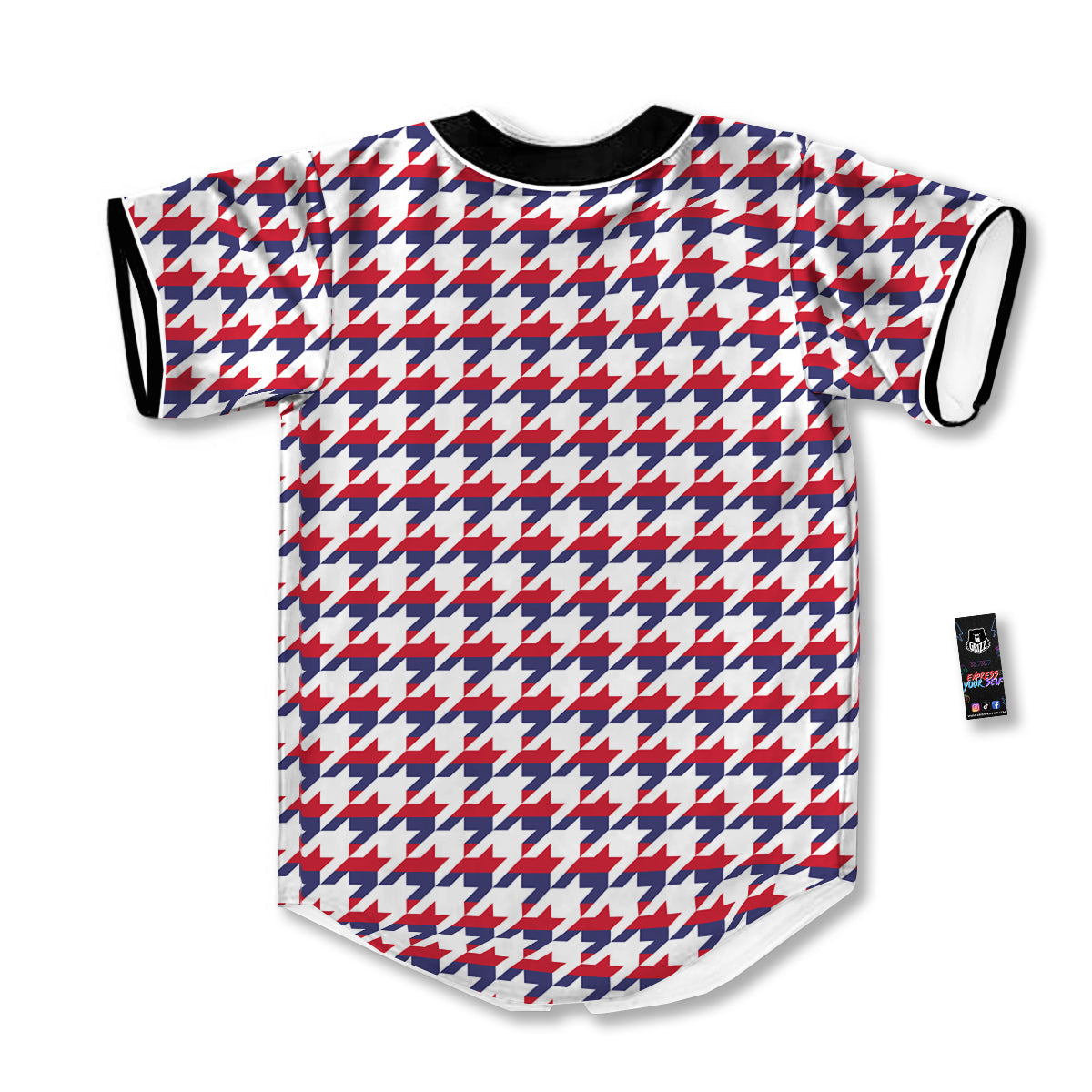 Houndstooth American Print Pattern Baseball Jersey-grizzshop