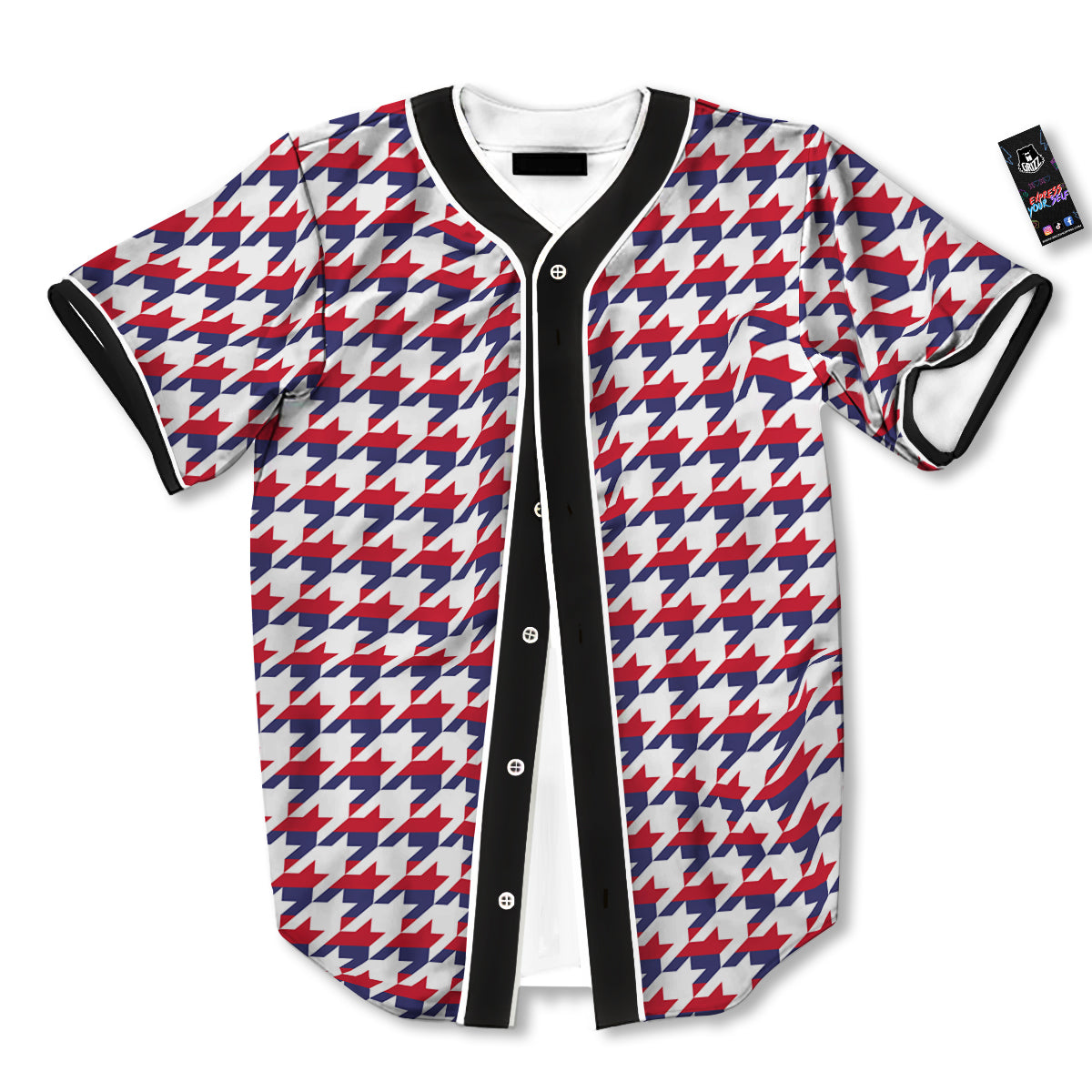 Houndstooth American Print Pattern Baseball Jersey-grizzshop