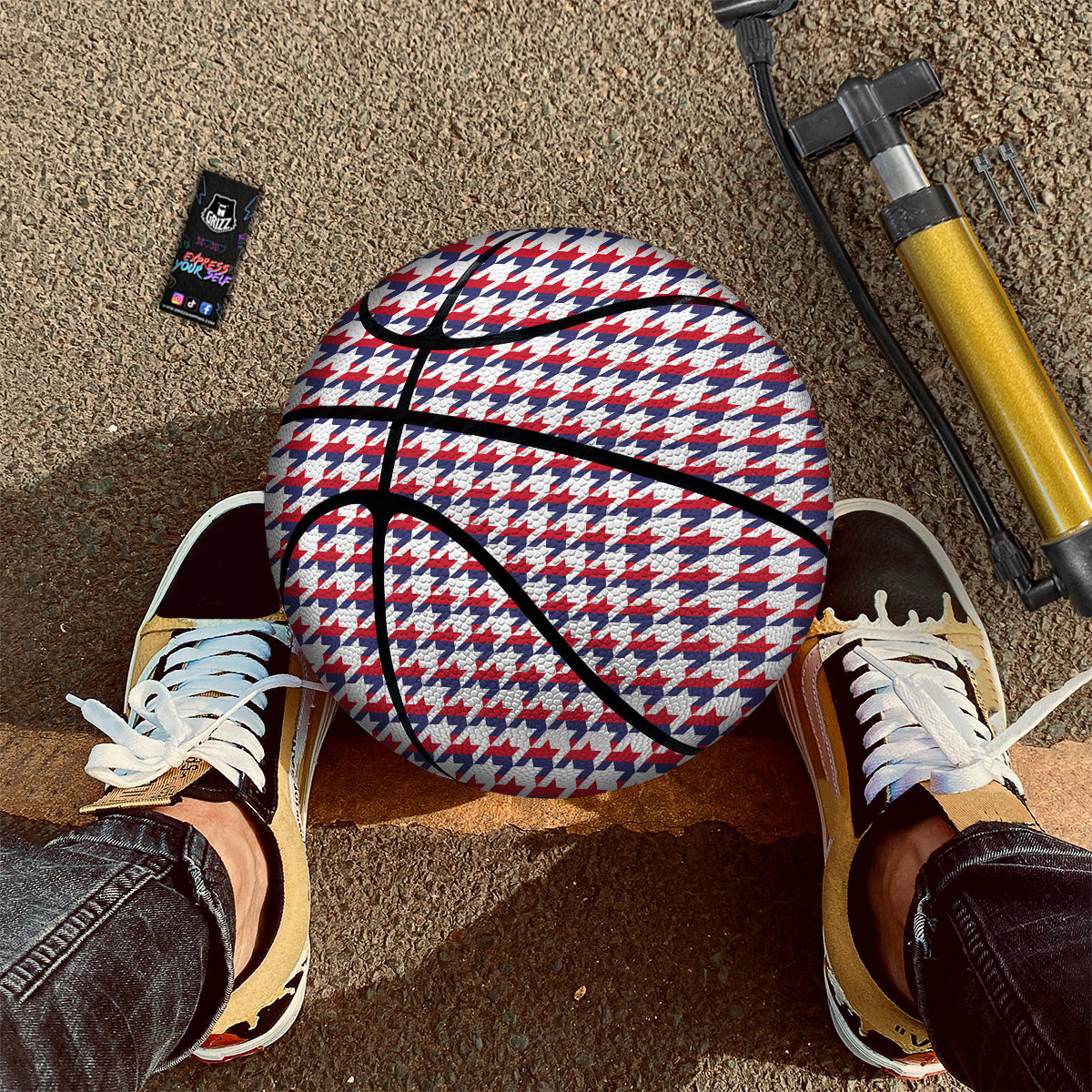 Houndstooth American Print Pattern Basketball-grizzshop