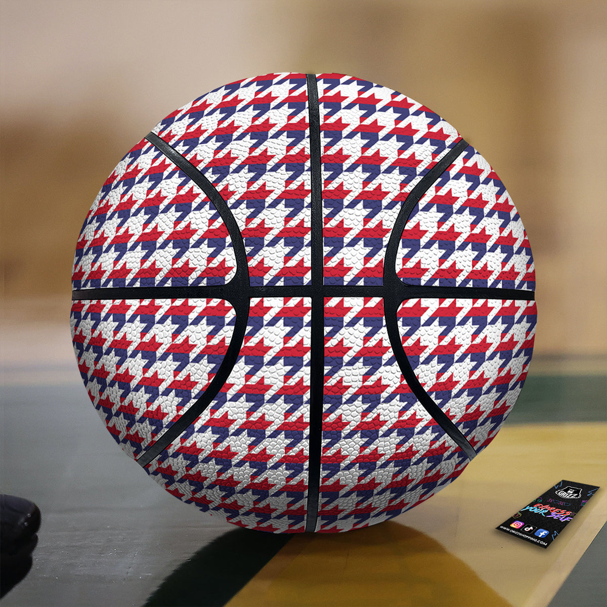 Houndstooth American Print Pattern Basketball-grizzshop