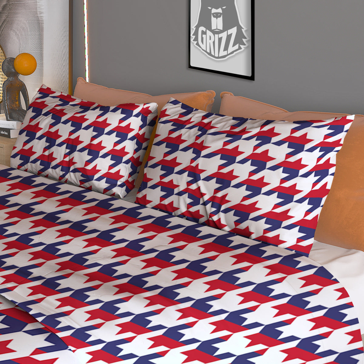 Houndstooth American Print Pattern Duvet Cover Bedding Set