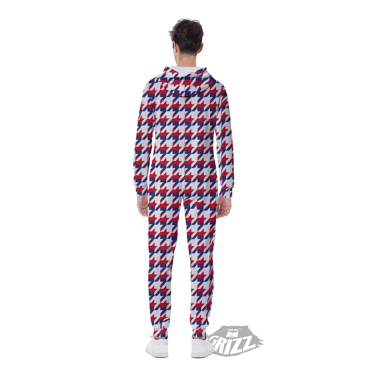 Houndstooth American Print Pattern Men's Jumpsuit-grizzshop
