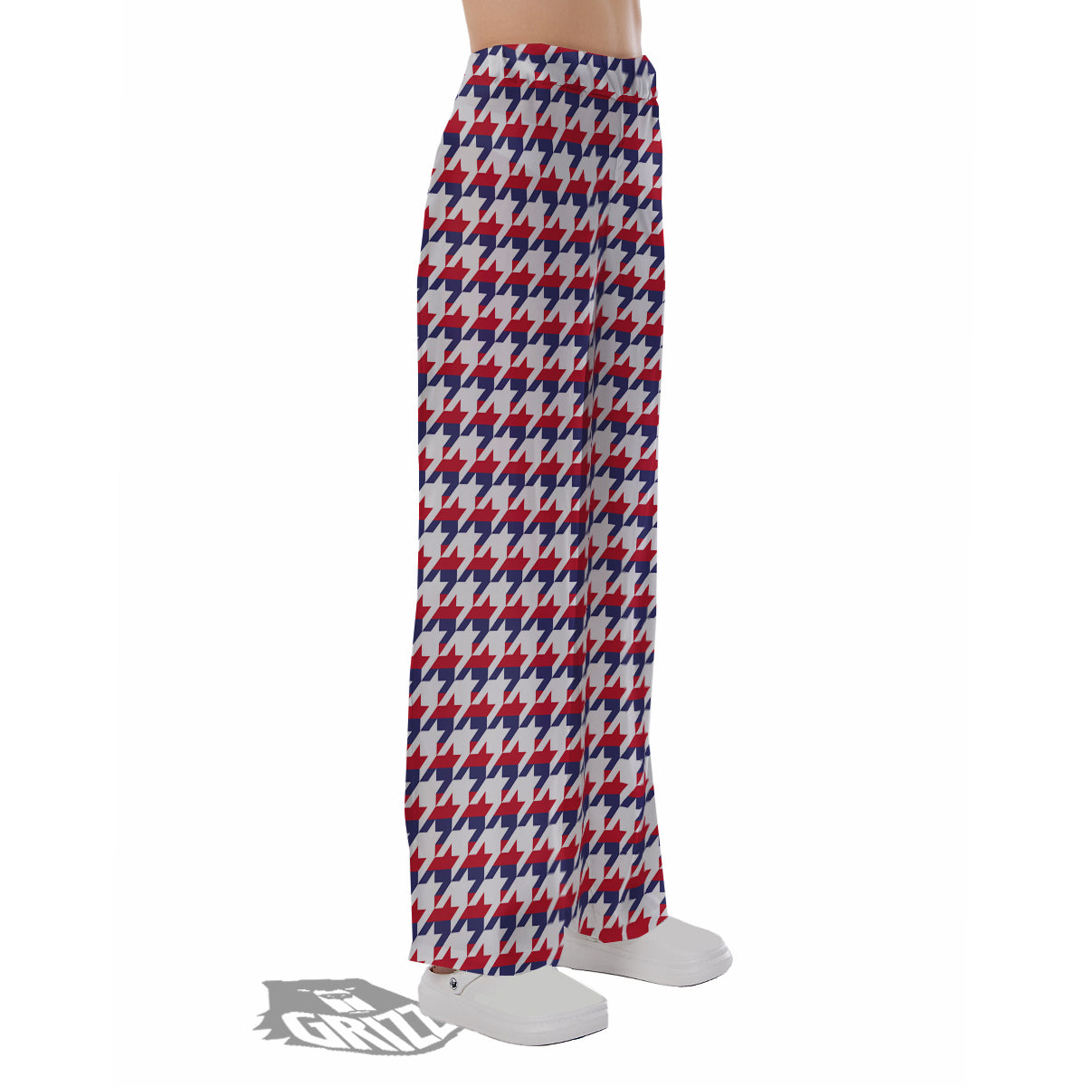 Houndstooth American Print Pattern Pajama Pants-grizzshop