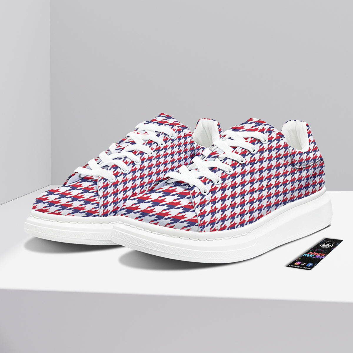 Houndstooth American Print Pattern Platform Shoes-grizzshop