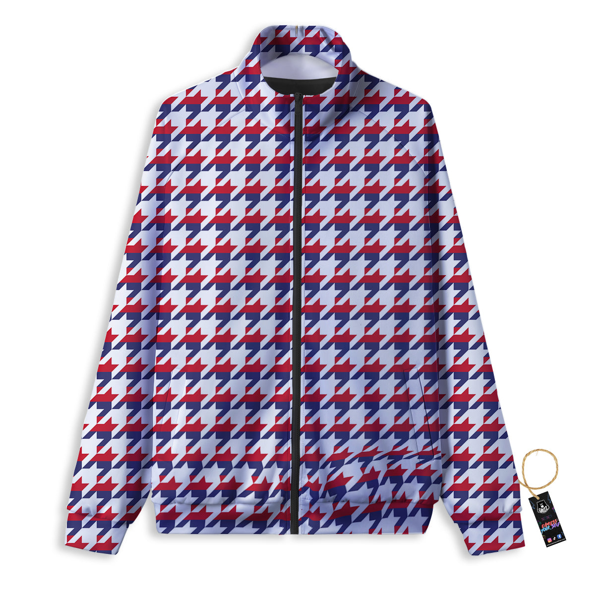 Houndstooth American Print Pattern Track Jacket-grizzshop