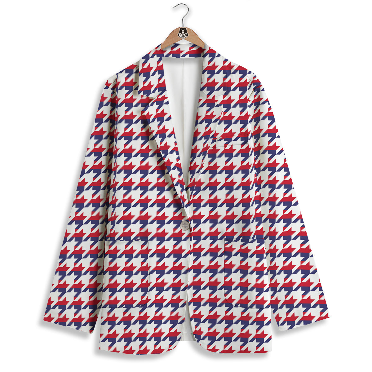 Houndstooth American Print Pattern Women's Blazer-grizzshop