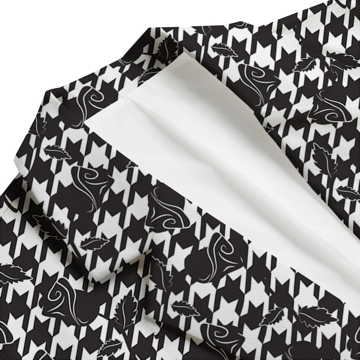 Houndstooth And Black Rose Print Pattern Men's Blazer-grizzshop