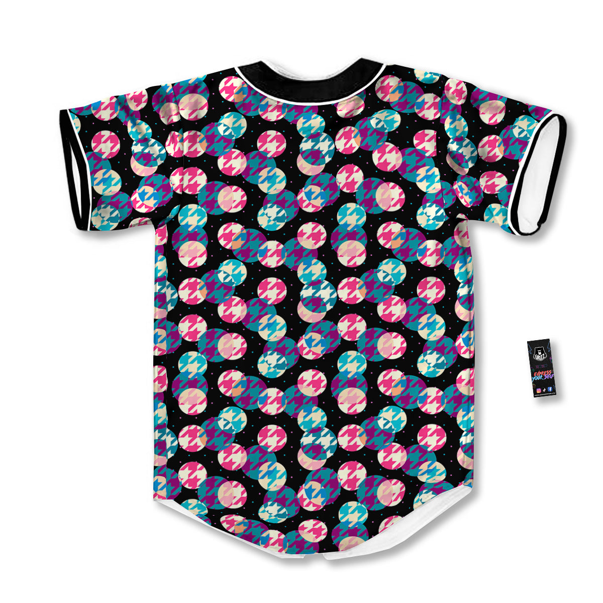 Houndstooth And Classic Polka Dot Print Pattern Baseball Jersey-grizzshop