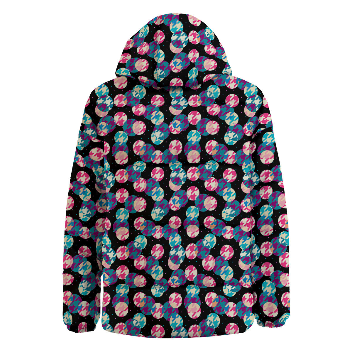 Houndstooth And Classic Polka Dot Print Pattern Down Jacket-grizzshop