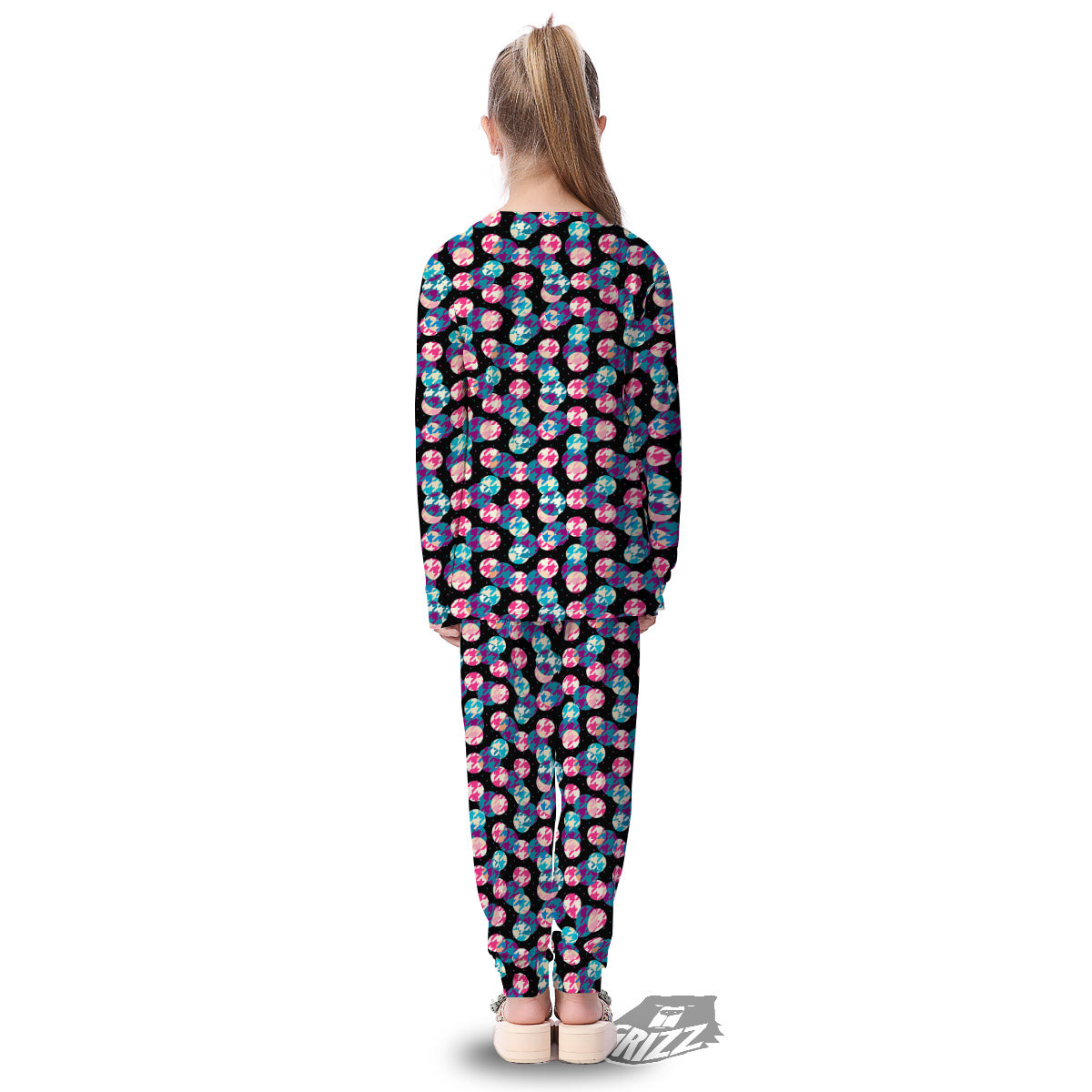 Houndstooth And Classic Polka Dot Print Pattern Kid's Pajamas-grizzshop