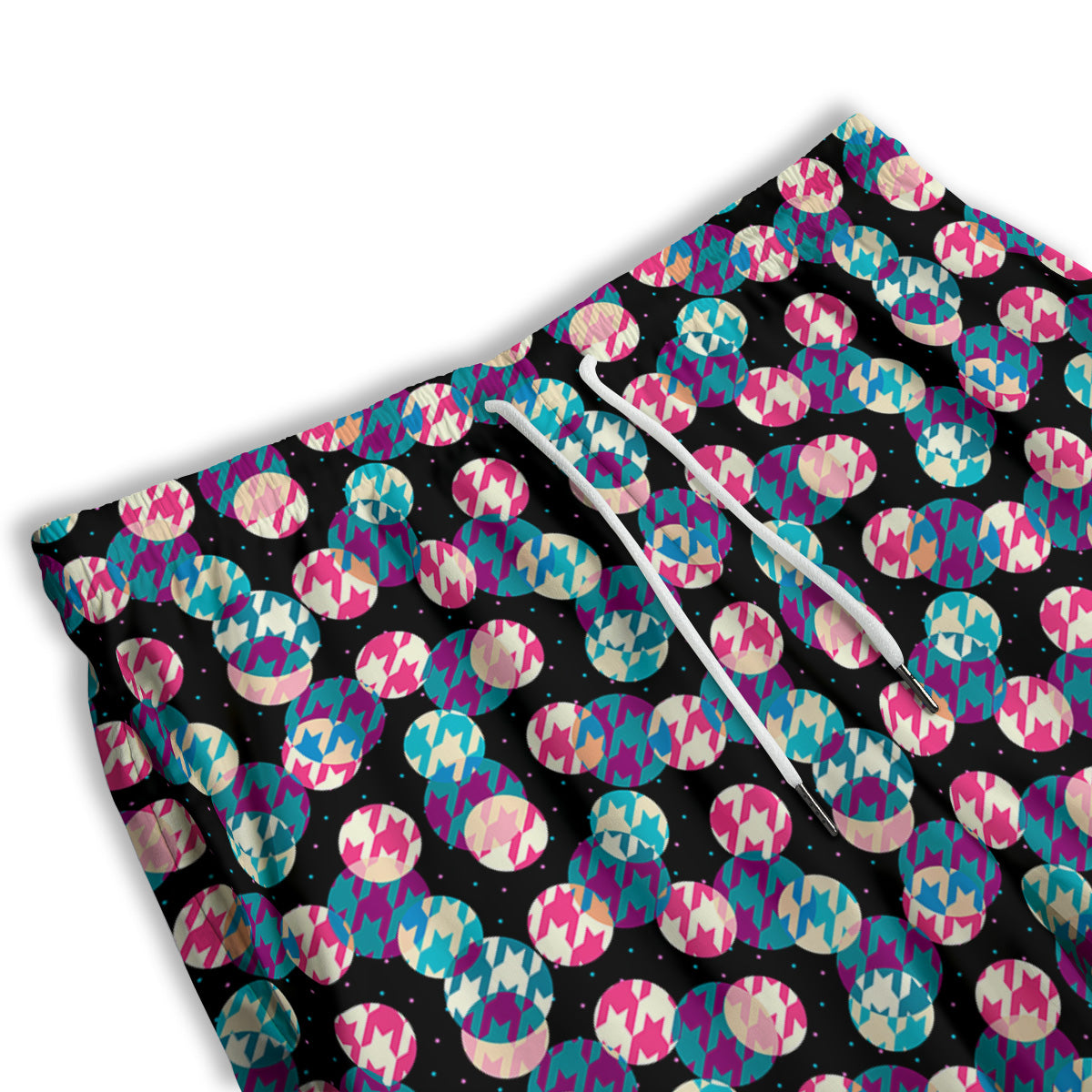 Houndstooth And Classic Polka Dot Print Pattern Men's Athletic Shorts
