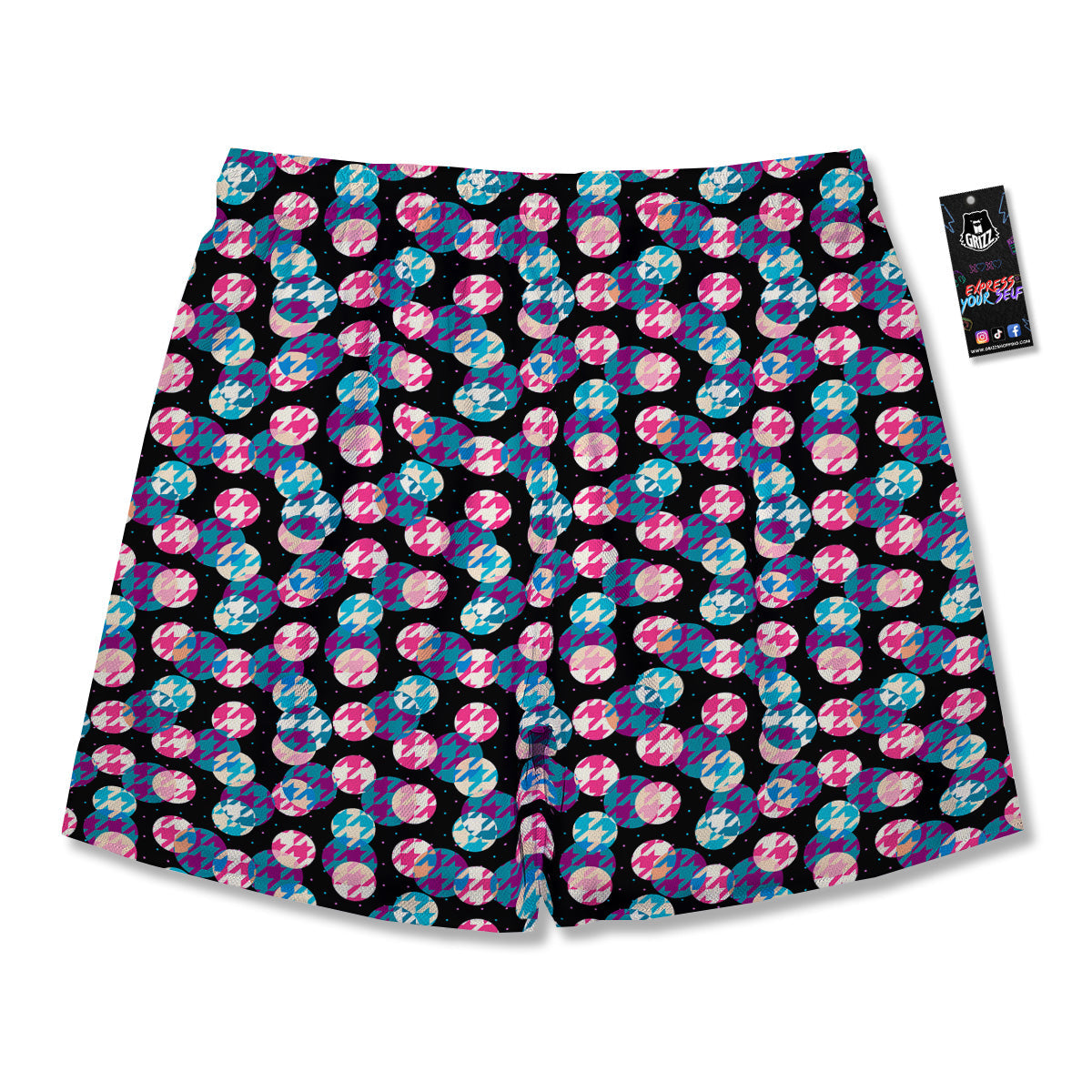 Houndstooth And Classic Polka Dot Print Pattern Men's Running Shorts-grizzshop