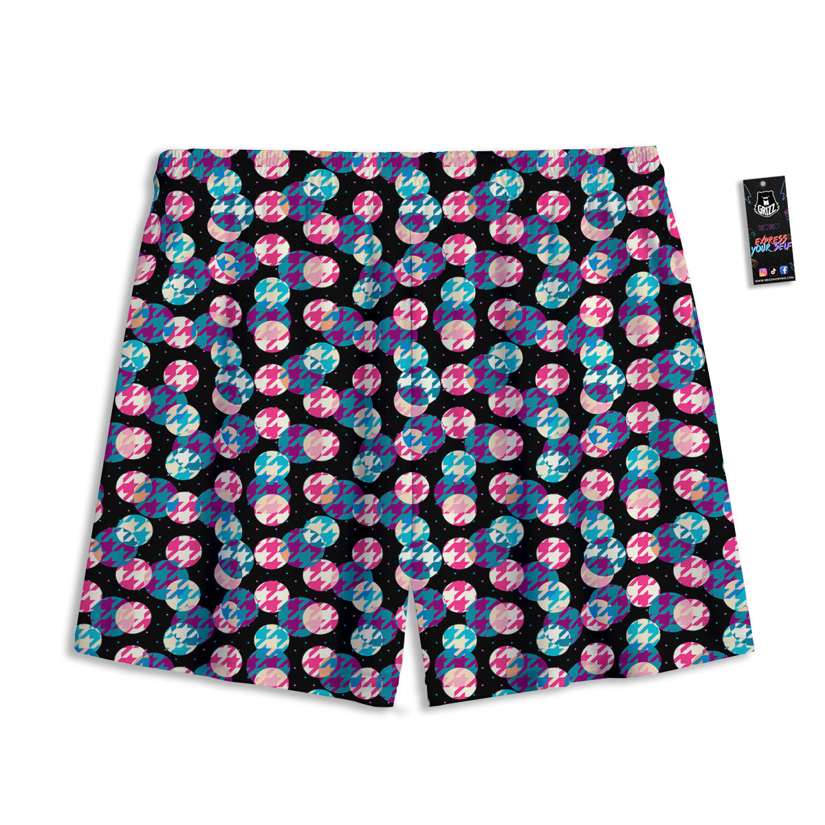 Mask Geometric Samurai Print Mesh Shorts