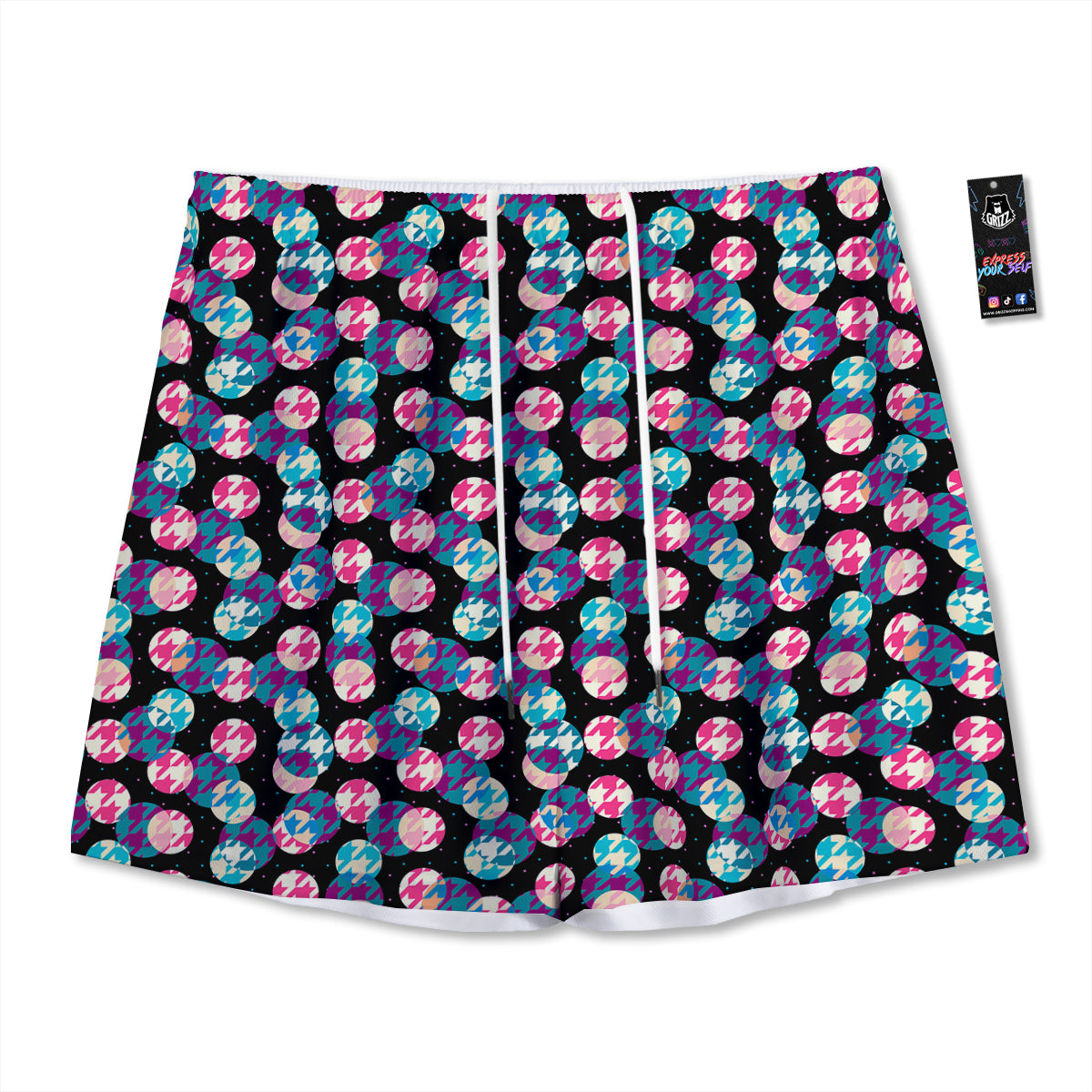Mask Geometric Samurai Print Mesh Shorts