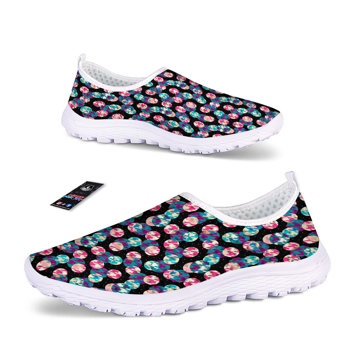 Houndstooth And Classic Polka Dot Print Pattern Nurse Shoes-grizzshop