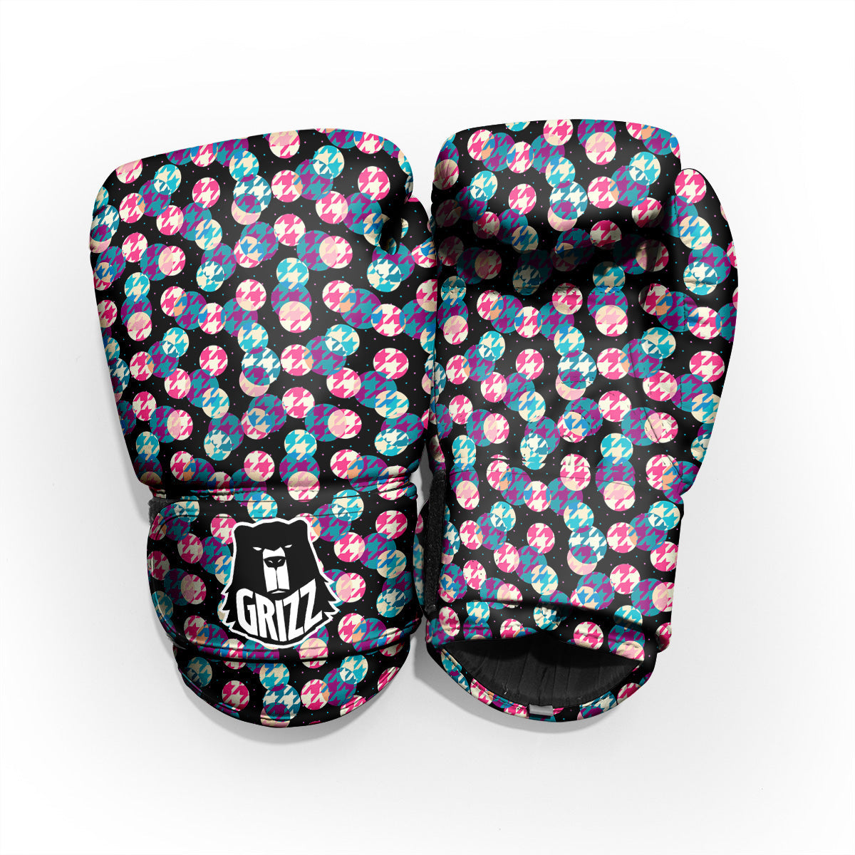 Houndstooth And Classic Polka Dot Print Pattern Pro Boxing Glove