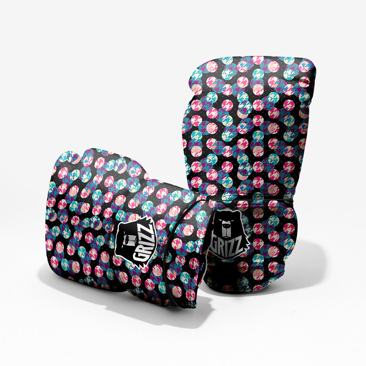 Houndstooth And Classic Polka Dot Print Pattern Pro Boxing Glove