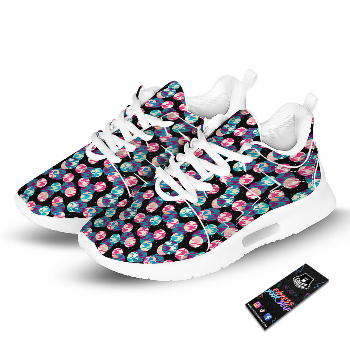 Houndstooth And Classic Polka Dot Print Pattern Tennis Shoes-grizzshop