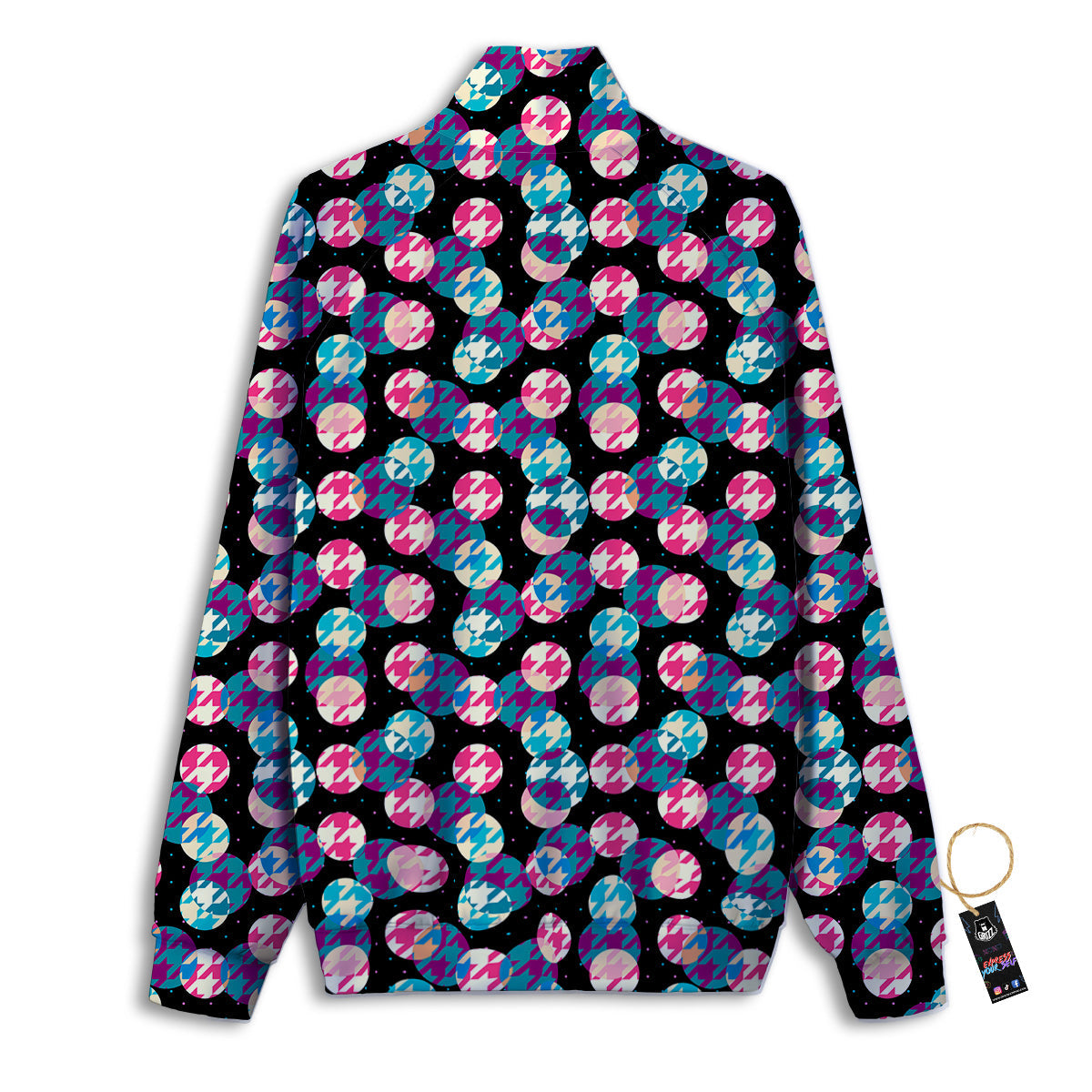 Houndstooth And Classic Polka Dot Print Pattern Track Jacket-grizzshop