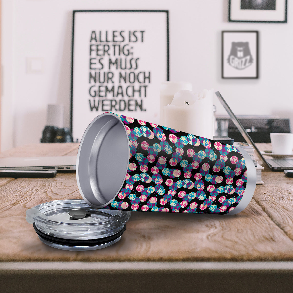 Houndstooth And Classic Polka Dot Print Pattern Tumbler-grizzshop