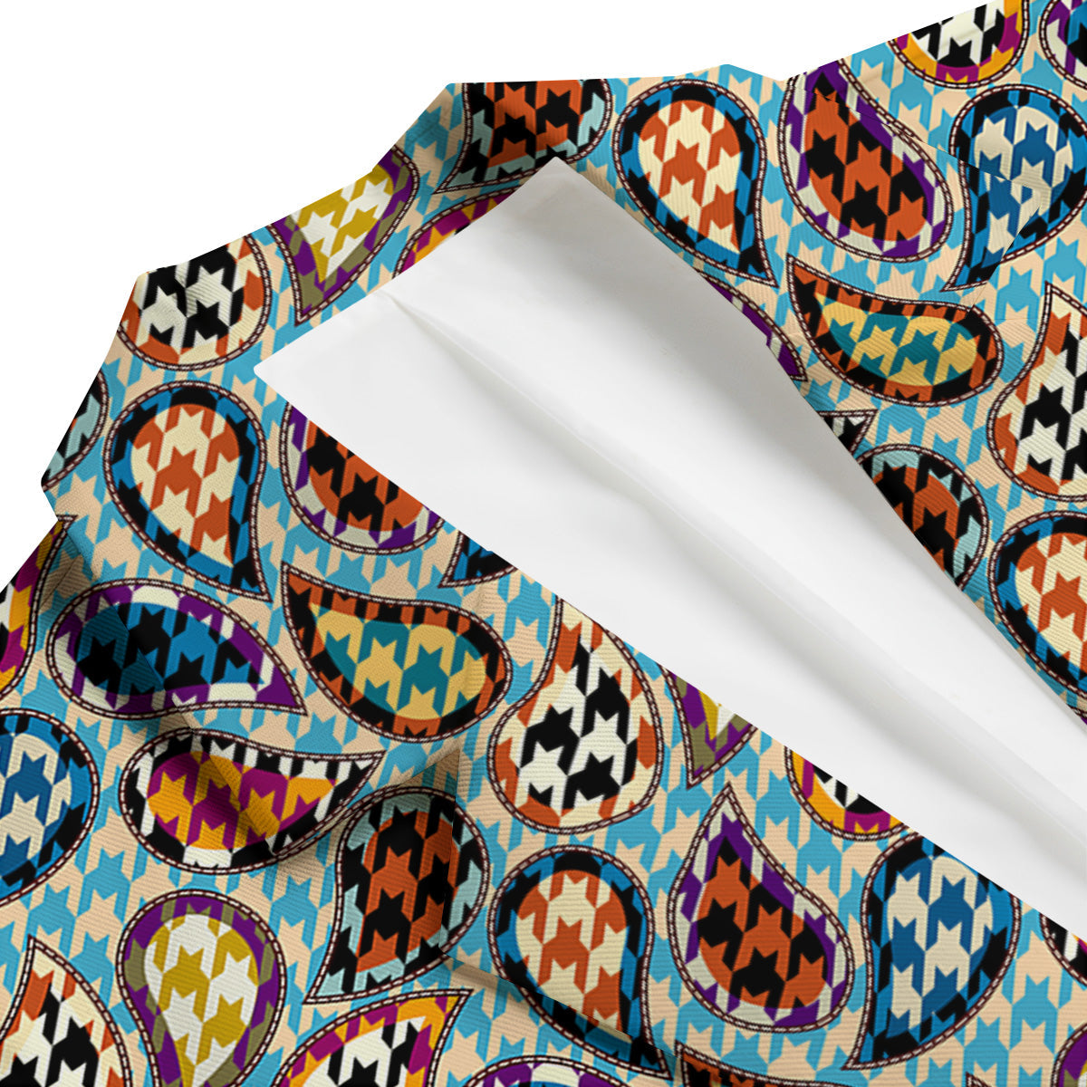 Houndstooth And Paisley Print Pattern Men's Blazer-grizzshop