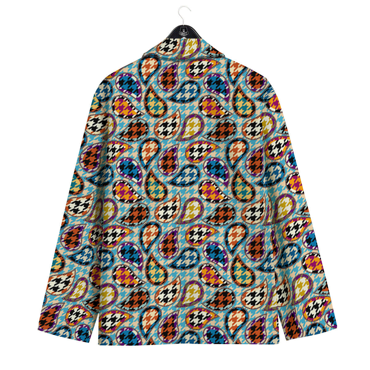 Houndstooth And Paisley Print Pattern Men's Sport Coat-grizzshop