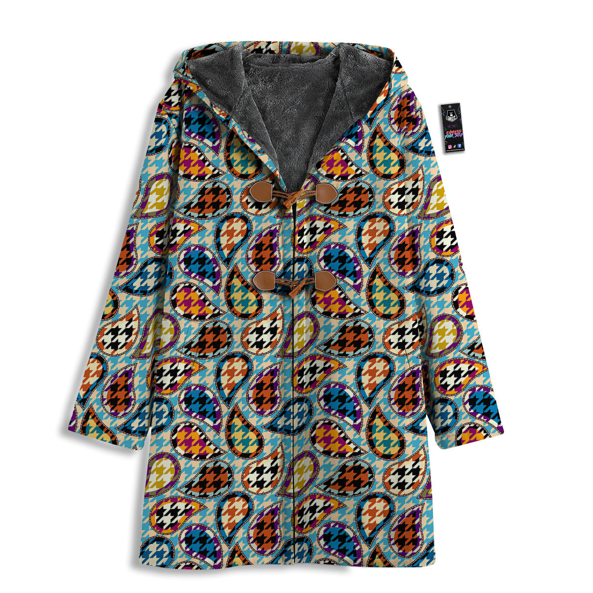 Houndstooth And Paisley Print Pattern Men's Windbreaker Jacket-grizzshop