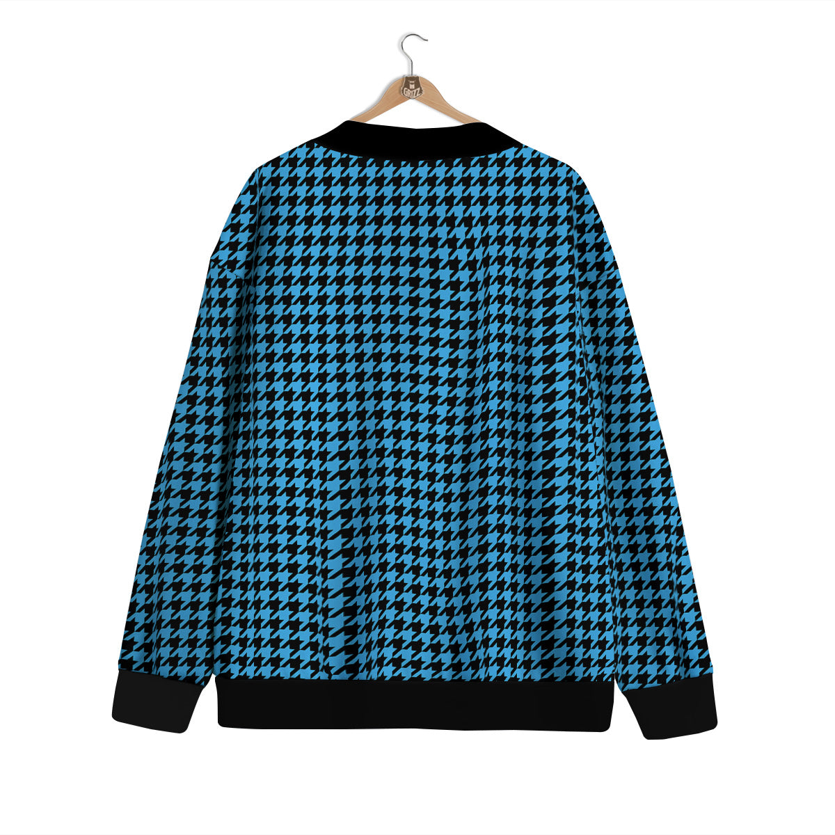Houndstooth Black And Blue Print Cardigan-grizzshop