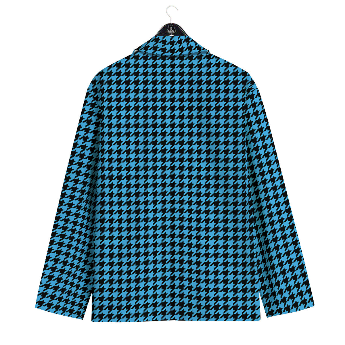 Houndstooth Black And Blue Print Men's Sport Coat-grizzshop