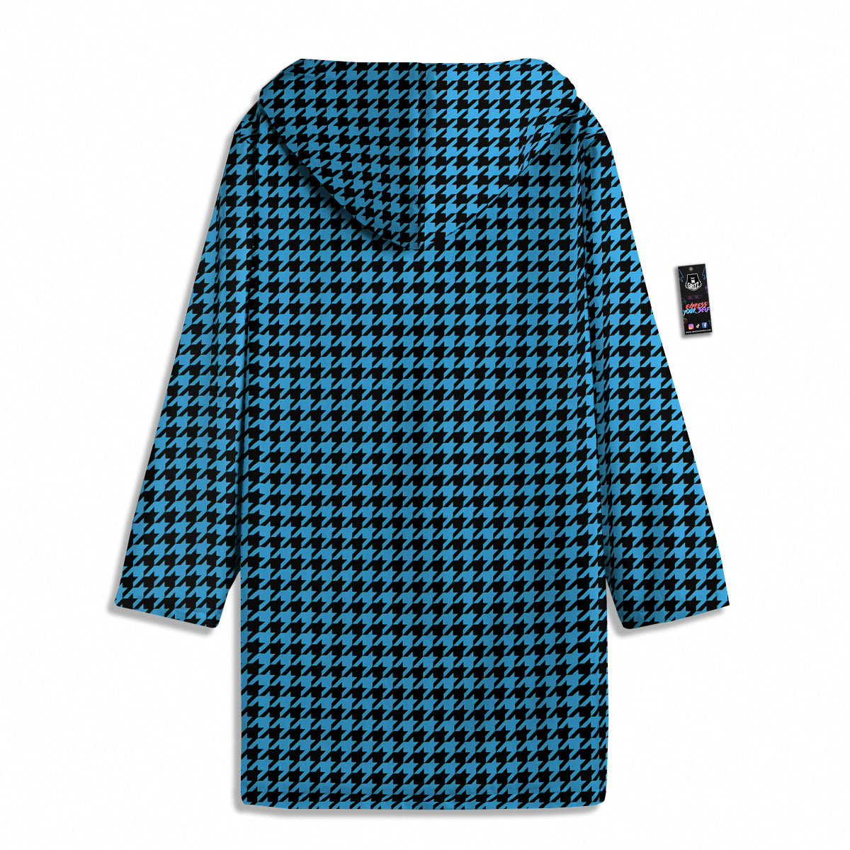 Houndstooth Black And Blue Print Men's Windbreaker Jacket-grizzshop