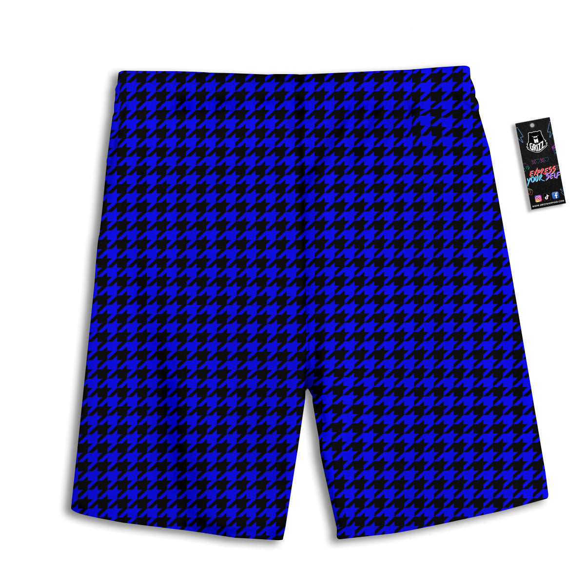 Houndstooth Black And Blue Print Pattern Men's Athletic Shorts