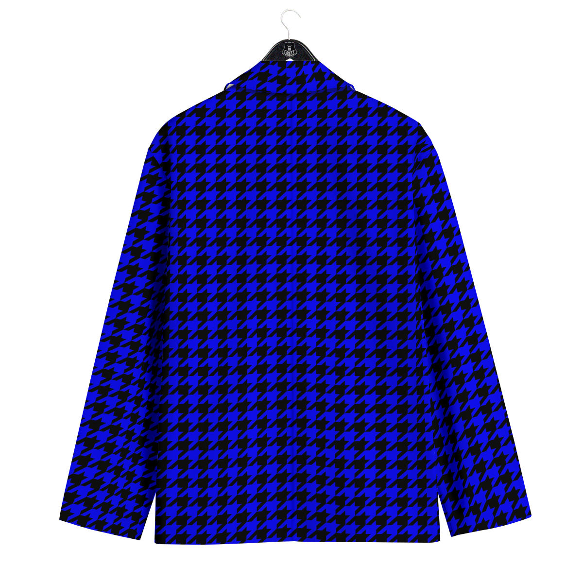 Houndstooth Black And Blue Print Pattern Men's Sport Coat-grizzshop
