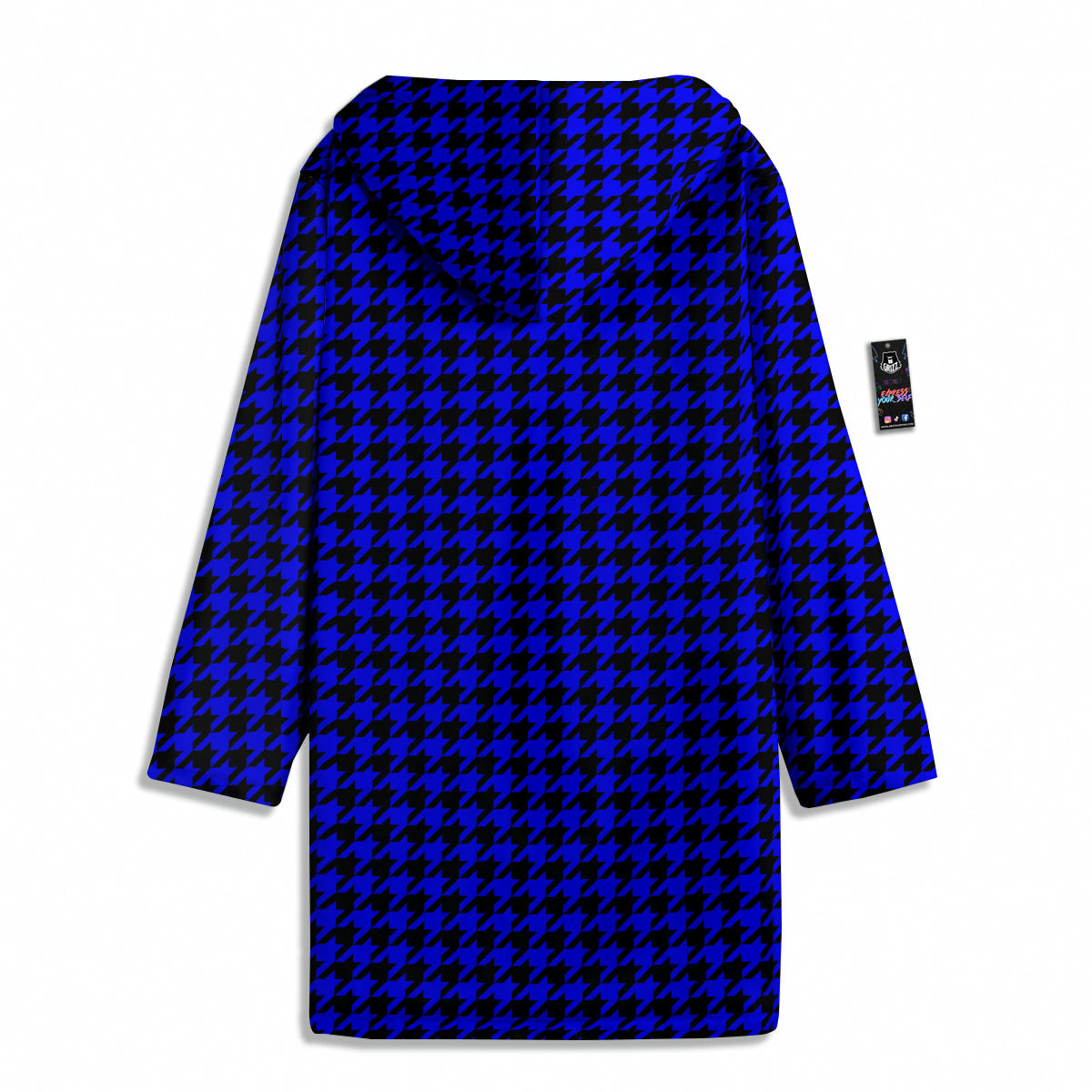 Houndstooth Black And Blue Print Pattern Men's Windbreaker Jacket-grizzshop