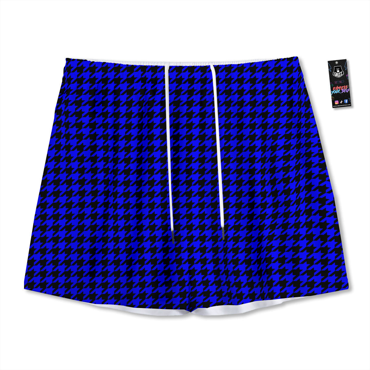 Green Forest And White Checkered Print Mesh Shorts