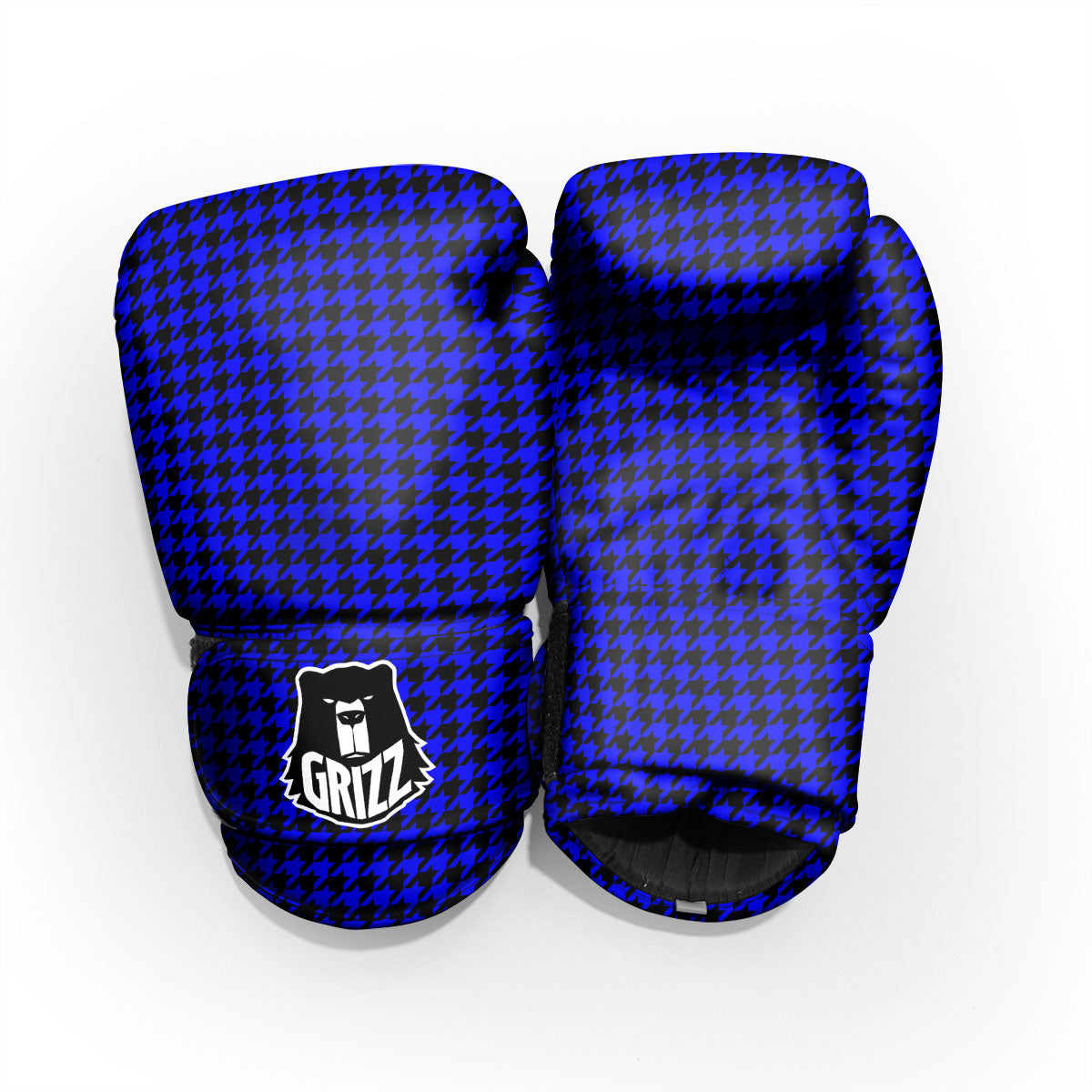 Houndstooth Black And Blue Print Pattern Pro Boxing Glove