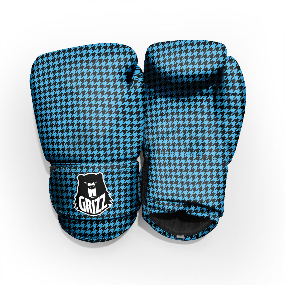 Houndstooth Black And Blue Print Pro Boxing Glove