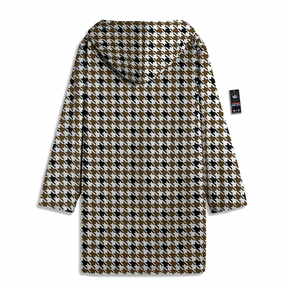 Houndstooth Black And Brown Print Men's Windbreaker Jacket-grizzshop